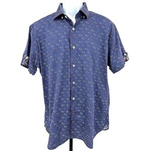 LUCHIANO VISCONTI BLACK Men's XL Dark Blue Sunglasses Print Short Sleeve Shirt